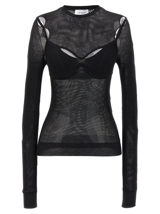 Off-White Black Viscose Tank Tops