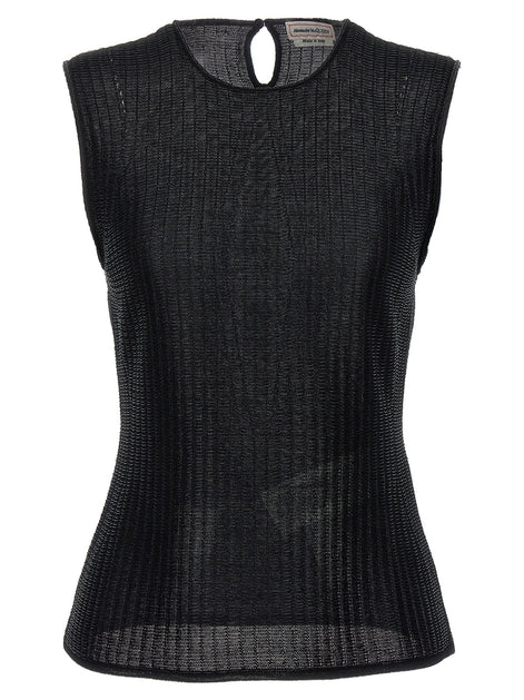 Alexander McQueen Black Viscose Sleeveles T-Shirt