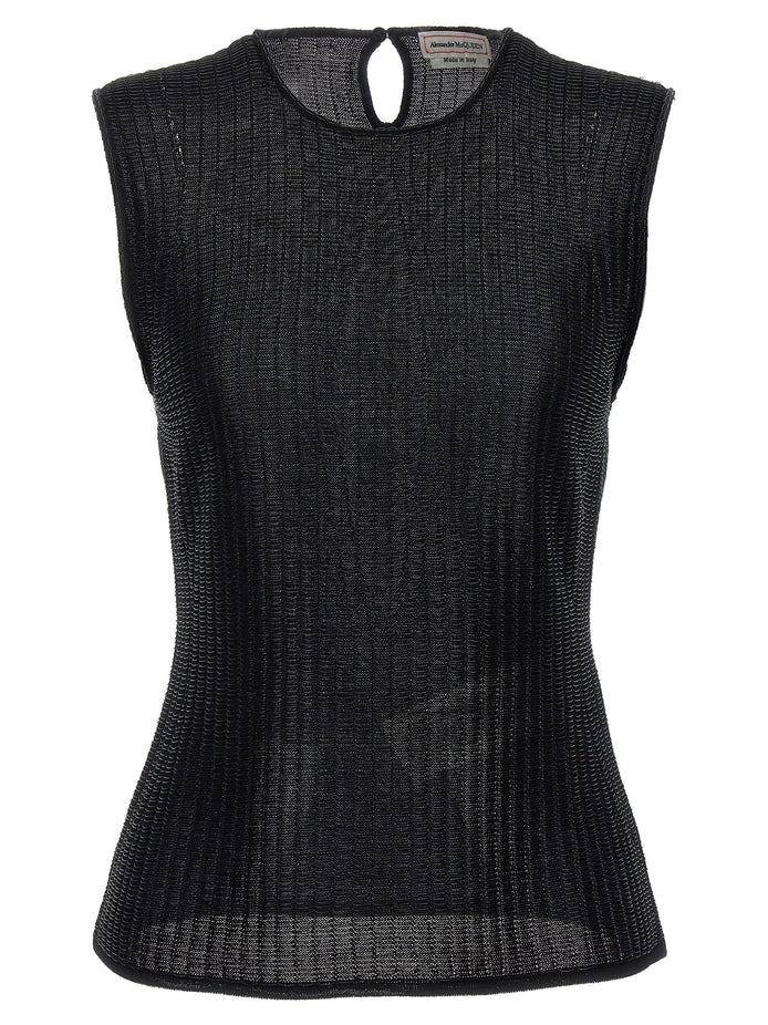Alexander McQueen Black Viscose Sleeveles T-Shirt