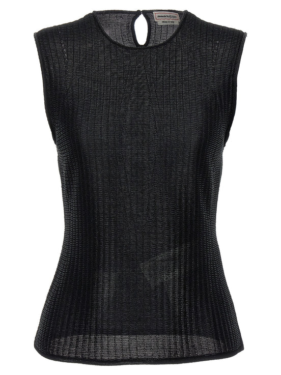Alexander McQueen Black Viscose Sleeveles T-Shirt