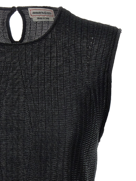 Alexander McQueen Black Viscose Sleeveles T-Shirt