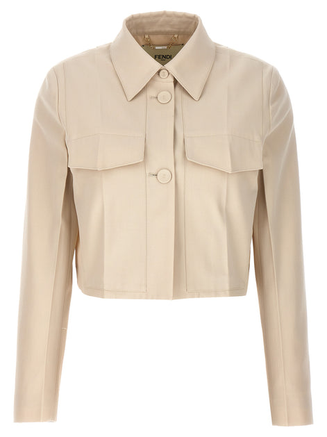 Fendi Beige Wool Full-Length Jacket