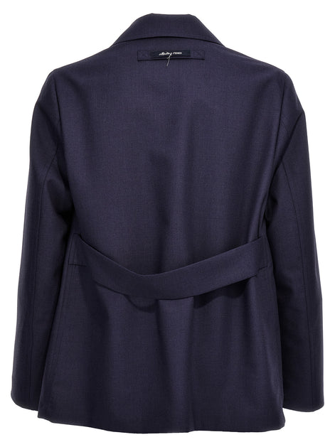 Fendi Blue Virgin Wool Full-Length Jacket