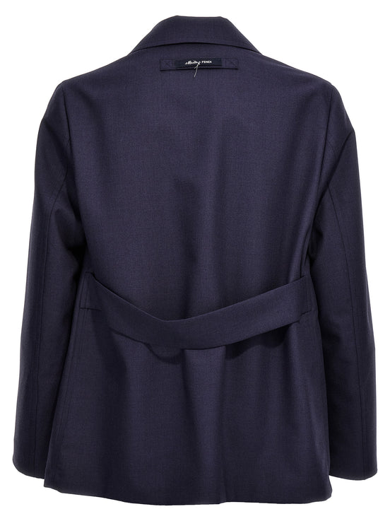 Fendi Blue Virgin Wool Full-Length Jacket