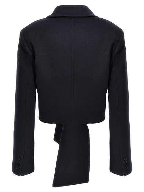 Max Mara Blue Wool Full-Length Jacket