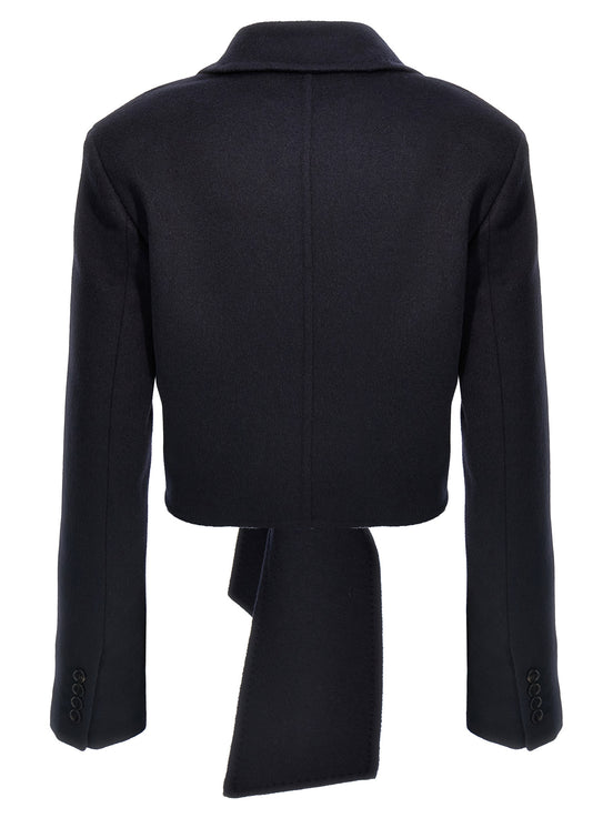 Max Mara Blue Wool Full-Length Jacket