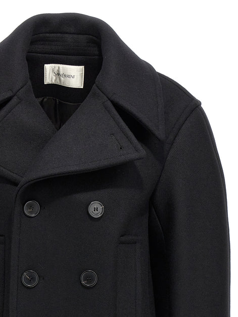 Saint Laurent Black Virgin Wool Coat