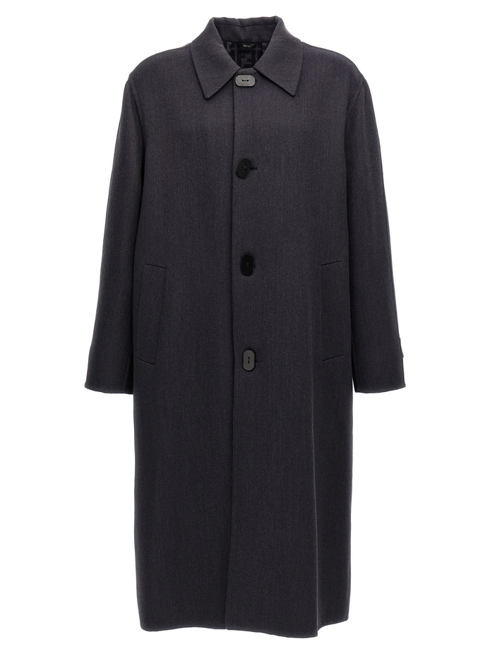 Fendi Blue Virgin Wool Coat