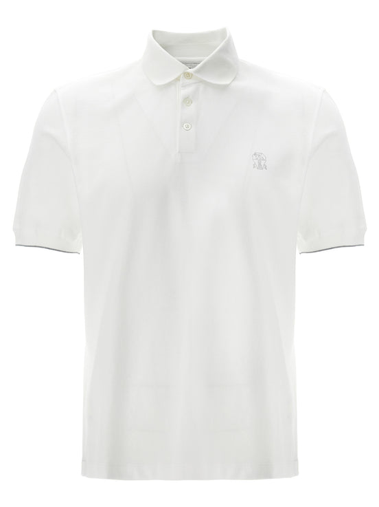 Brunello Cucinelli White Cotton Polo Shirt