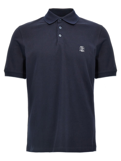 Brunello Cucinelli Blue Cotton Polo Shirt