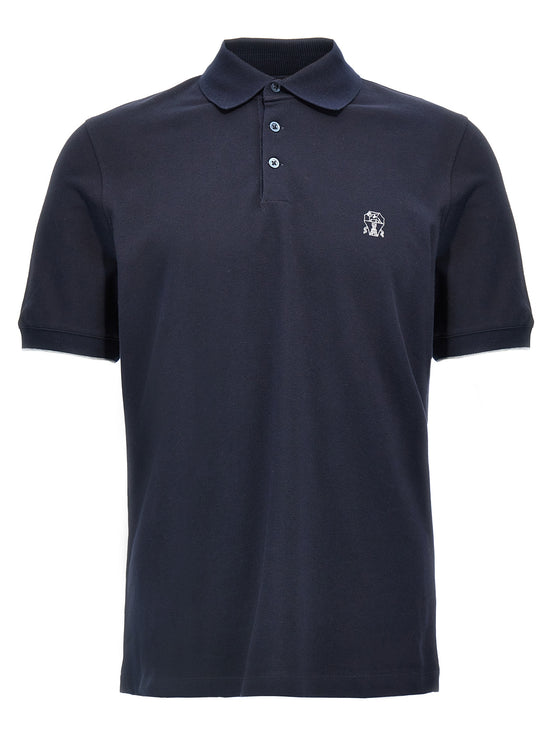 Brunello Cucinelli Blue Cotton Polo Shirt