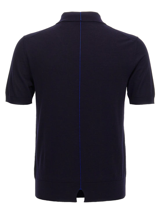 Burberry Blue Wool Polo Shirt
