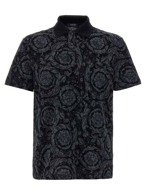 Versace Gray Cotton Polo Shirt