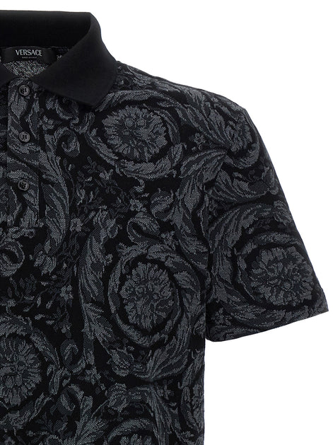 Versace Gray Cotton Polo Shirt