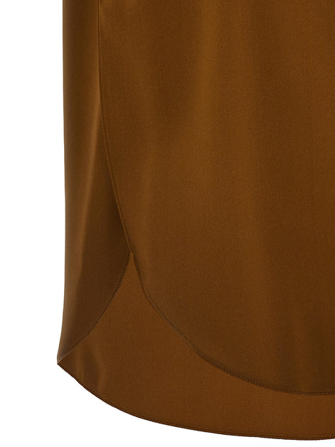 Max Mara Brown Silk Sleeveles T-Shirt
