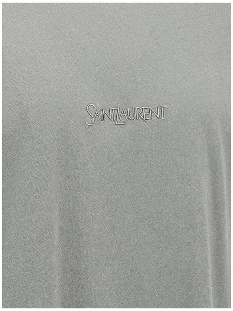 Saint Laurent Gray Cotton T-Shirt