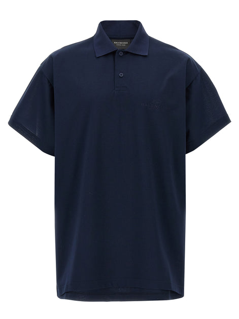 Balenciaga Blue Cotton Polo Shirt