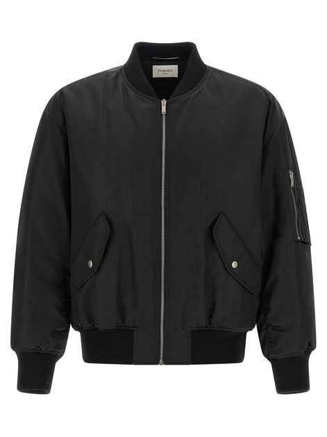 Saint Laurent Black Polyamide Bomber