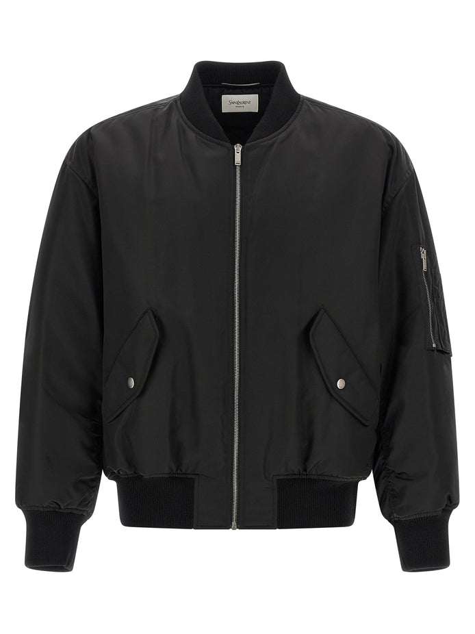 Saint Laurent Black Polyamide Bomber