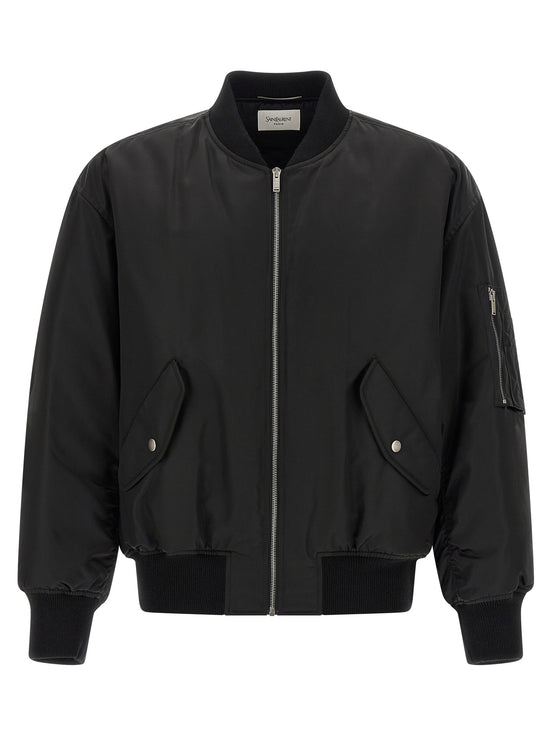 Saint Laurent Black Polyamide Bomber