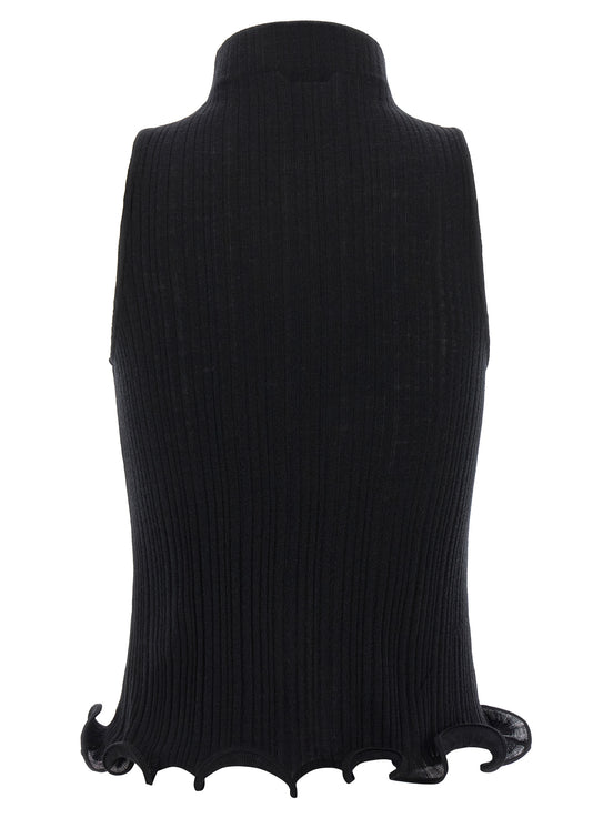 Fendi Black Polyester Sleeveles T-Shirt
