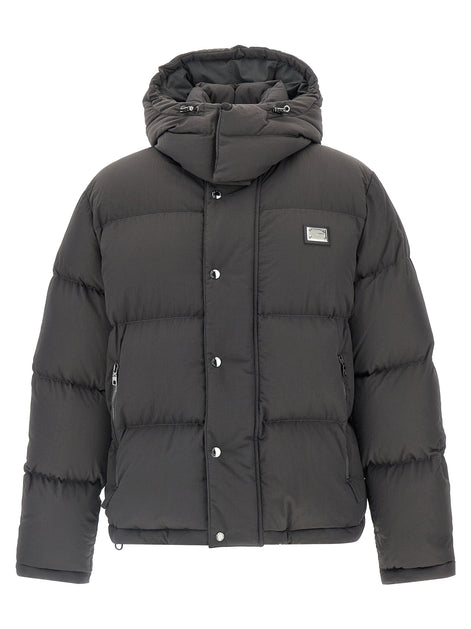 Dolce & Gabbana Gray Polyamide Full-Length Jacket
