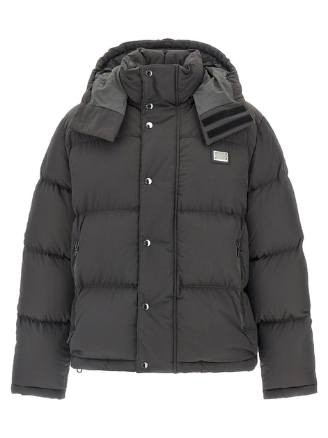 Dolce & Gabbana Gray Polyamide Full-Length Jacket