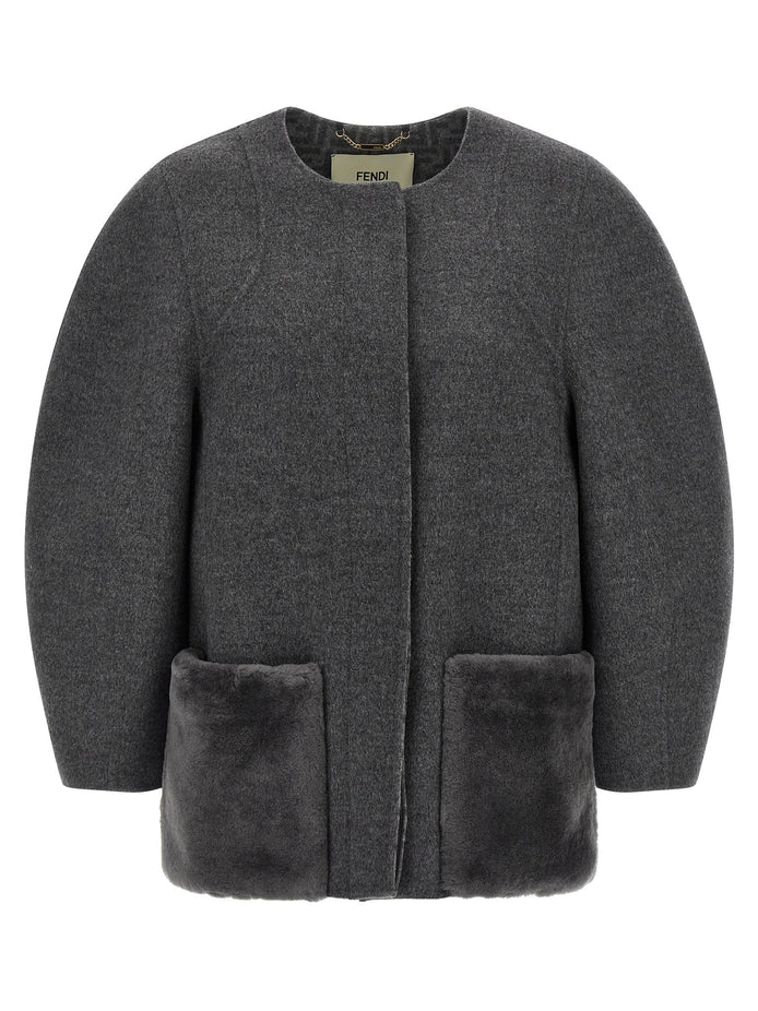 Fendi Gray Virgin Wool Coat