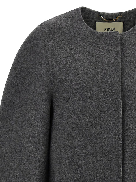 Fendi Gray Virgin Wool Coat