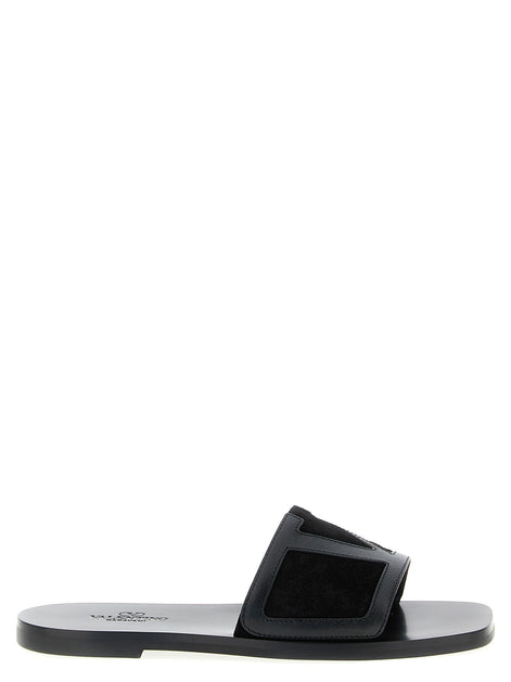Valentino Garavani Black Calfskin Slides