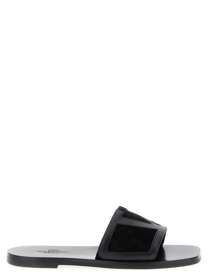 Valentino Garavani Black Calfskin Slides