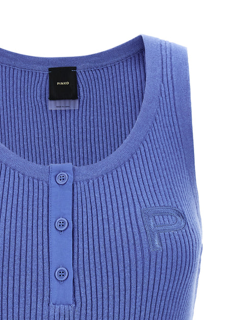 PINKO Blue Cotton Tank Tops