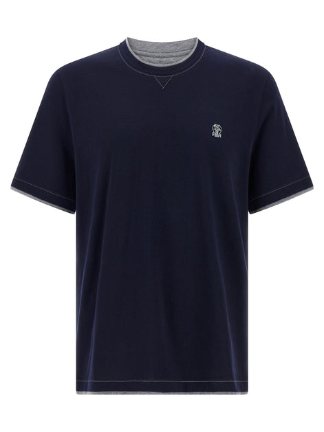 Brunello Cucinelli Blue Cotton T-Shirt