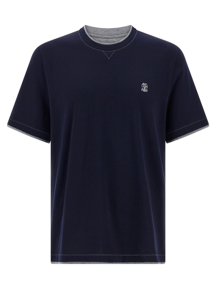 Brunello Cucinelli Blue Cotton T-Shirt