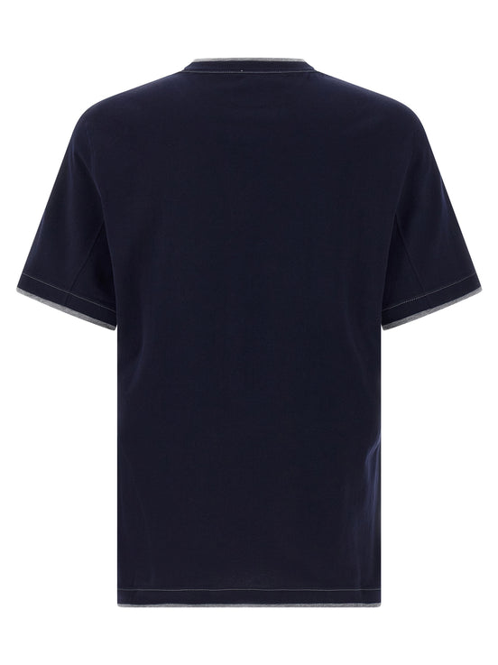 Brunello Cucinelli Blue Cotton T-Shirt