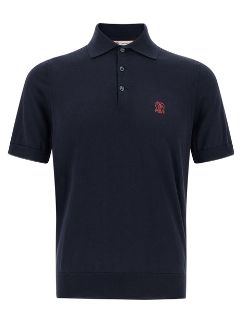 Brunello Cucinelli Blue Cotton Polo Shirt