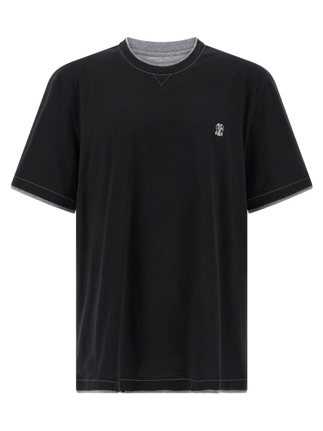 Brunello Cucinelli Black Cotton T-Shirt