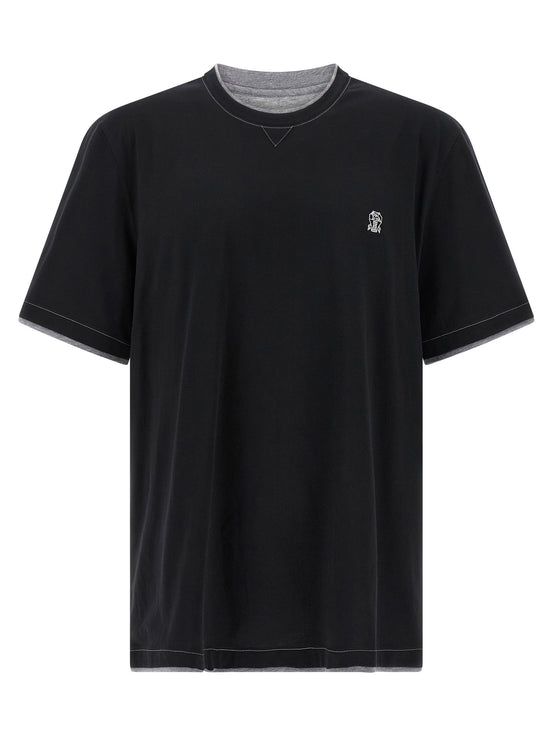 Brunello Cucinelli Black Cotton T-Shirt