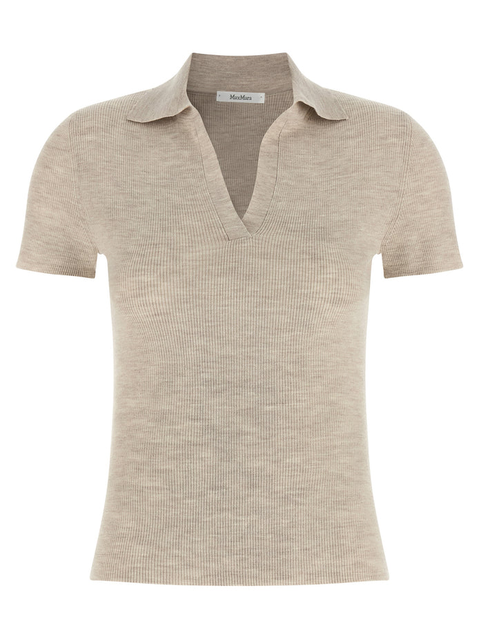 Max Mara Beige Virgin Wool Polo Shirt