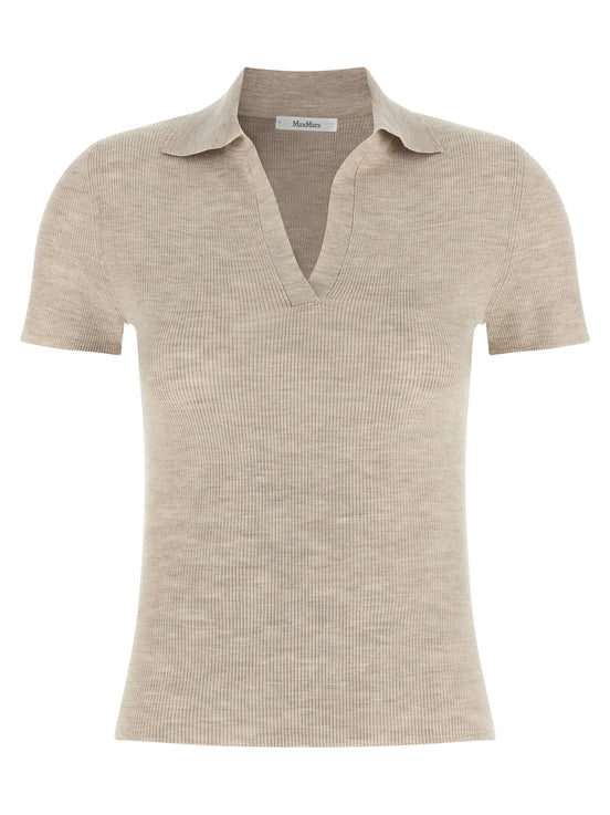 Max Mara Beige Virgin Wool Polo Shirt