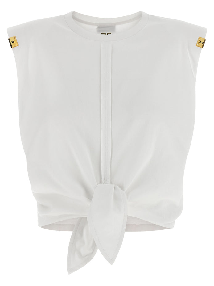 Elisabetta Franchi White Cotton Sleeveles T-Shirt