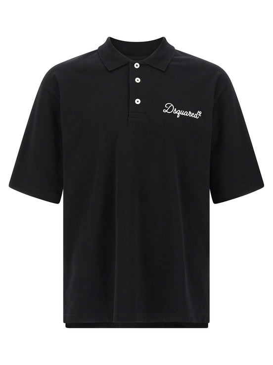 Dsquared² Black Cotton Polo Shirt
