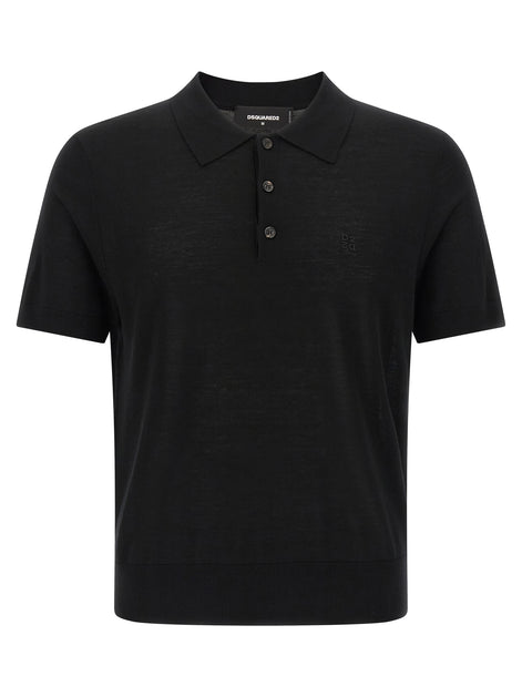 Dsquared² Black Wool Polo Shirt