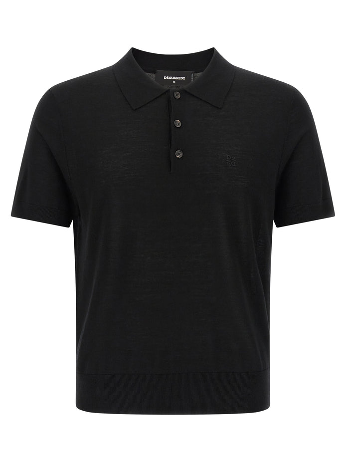 Dsquared² Black Wool Polo Shirt