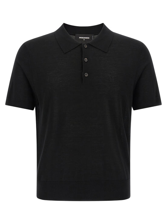 Dsquared² Black Wool Polo Shirt