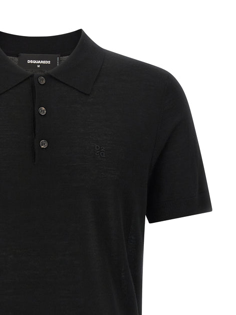 Dsquared² Black Wool Polo Shirt