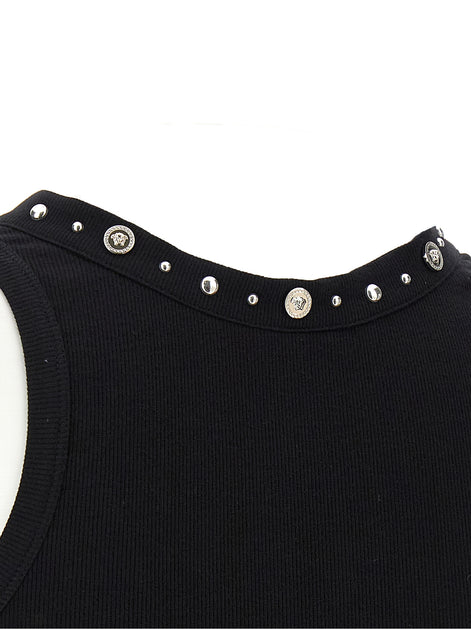 Versace Black Cotton Sleeveles T-Shirt