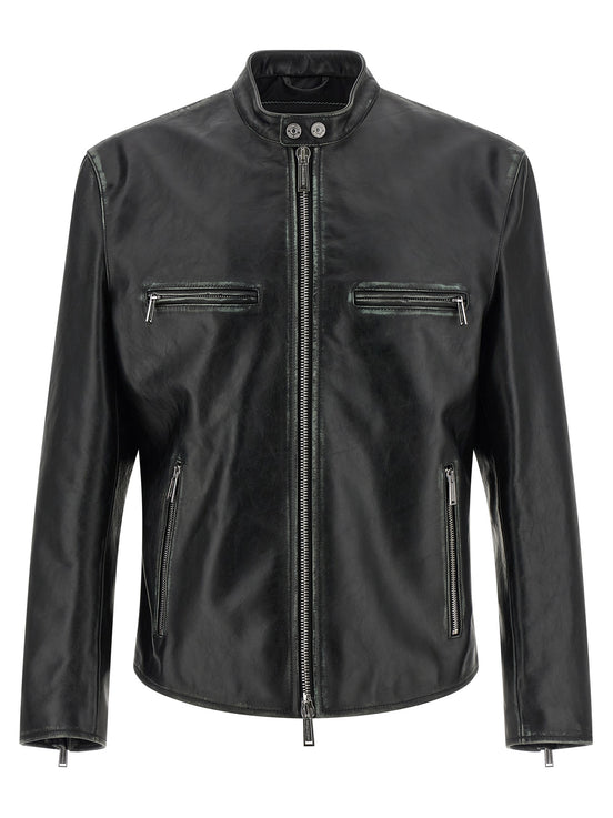 Dsquared² Black Leather Leather Jacket