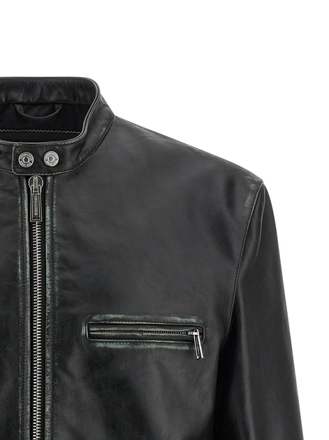 Dsquared² Black Leather Leather Jacket