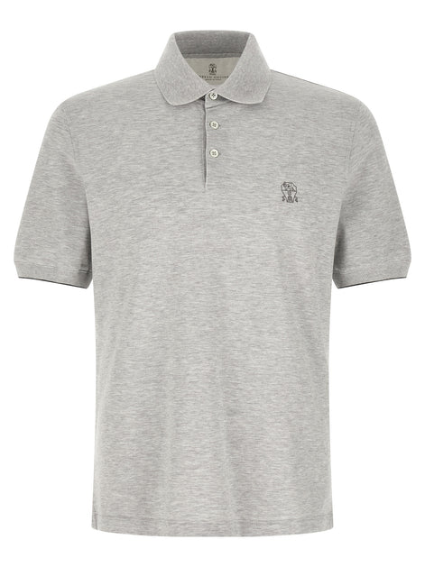 Brunello Cucinelli Gray Cotton Polo Shirt